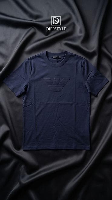 dsq şalvar: Emporio Armani qısaqol T‑shirt - Rənglər: tünd göy, ağ, qara - Ön — 1