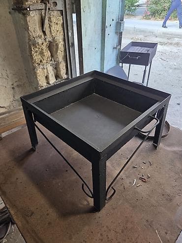 барбекю мангал: Metal manqal/sac sobası - Kvadrat formalı, qalın metal gövdə - Dərin — 2