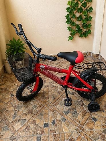 uran bike: Uşaq velosipedi – 12 düymlük təkərlər - Parlaq qırmızı rəngli, möhkəm — 1