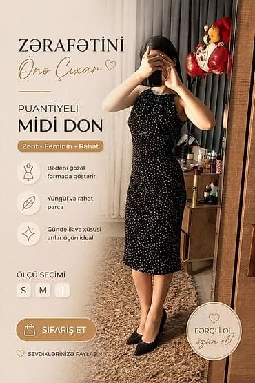 Məhsul: Puantiyəli midi don - Zərif, feminen və rahat siluet - Bədəni
