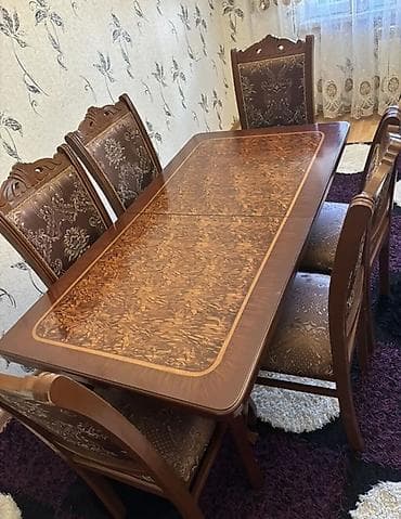 Qonaq otağı üçün, Dördbucaq masa, 6 stul