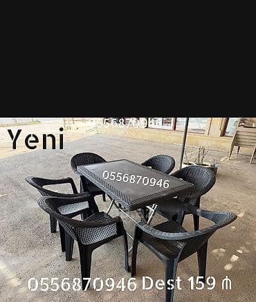 Yeni, Dördbucaq masa, 6 stul, Qatlanan, Stullar ilə, Plastik, Türkiyə lalafo.az -da Yeni, Dördbucaq masa, 6 stul, Qatlanan, Stullar ilə, Plastik, Türkiyə