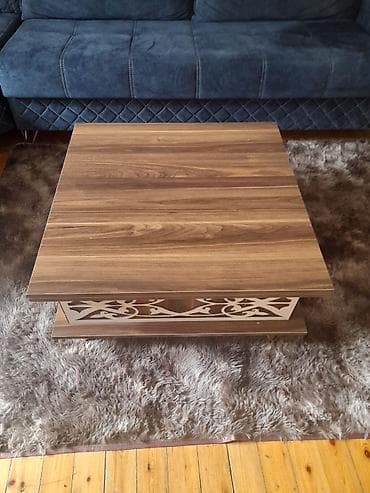 qoz ağacından: Jurnal masası, Transformer, MDF, Kvadrat masa — 1