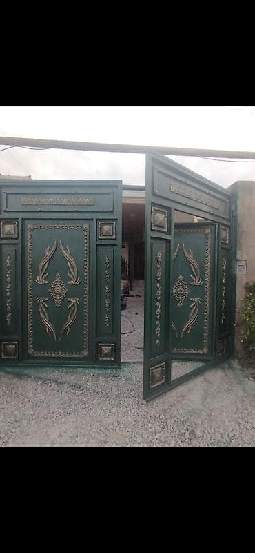 dekor soba: İşlənmiş Dəmir Həyət darvazası, Mexaniki, Qapı ilə, rəng - Yaşıl, Kredit yoxdur, Ödənişli quraşdırma, Ödənişli çatdırılma — 2