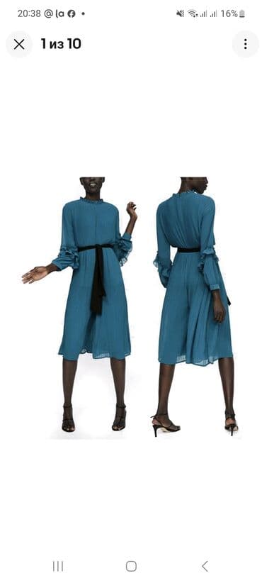 zerli don: Zara Basic qadın paltarı - Rəng: tünd firuzə/mavi - Ölçü: L (EUR L / — 5