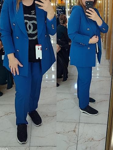 vilur dest: Qadın üçün iki hissəli kostyum dəsti - Rəng: kobalt/elektrik mavi - — 1