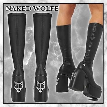 Сапоги: Platformalı çəkmələr - Rəng: qara - Material: hamar eko‑dəri — 9