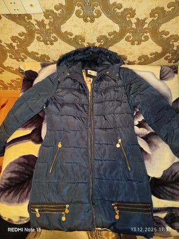 kurtka turkce: Qadın qışlıq şişmə palto/kurtka - Rəng: tünd mavi - Uzun model — 3