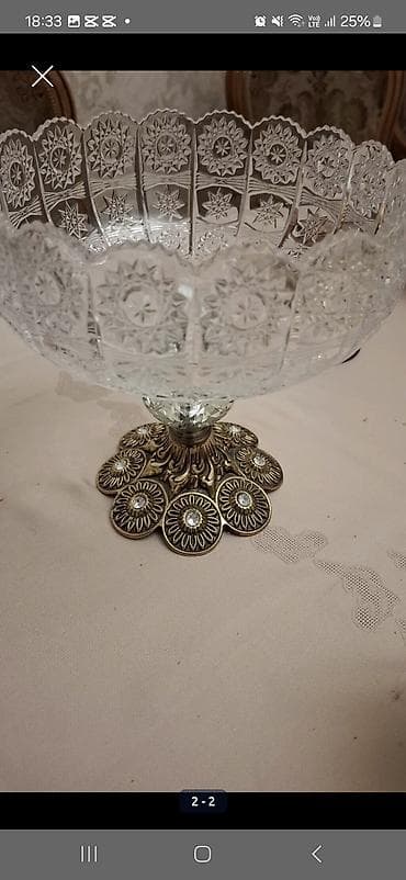 sufre dekoru: Kəsilmiş şüşədən dekorativ meyvə və ya şirniyyat qabı - Material — 1