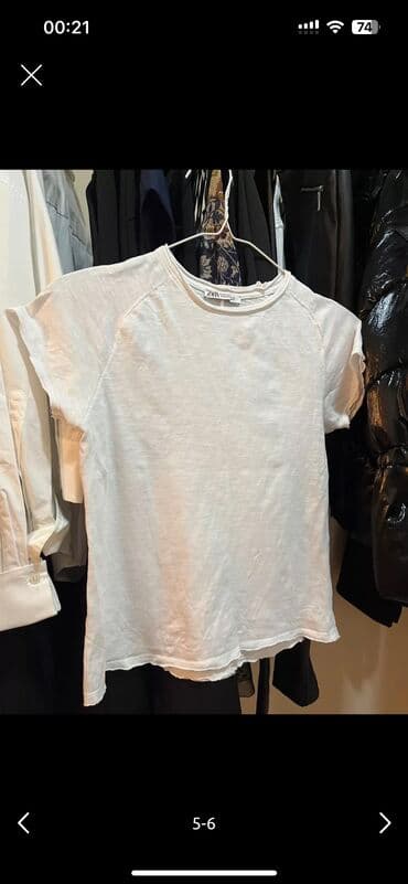 pencekler qadin ucun: Мужская футболка, Zara, M, цвет - Белый — 2