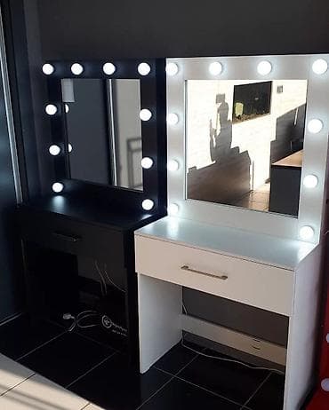 Güzgü Masaüstü, Kvadrat, Makiyaj üçün, Arxa işıqlı