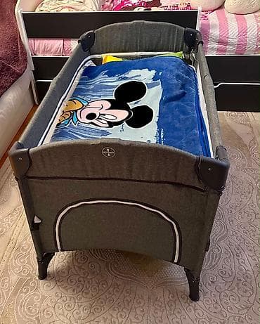 manej qiymeti: Kidilo travel uşaq çarpayısı / manez - Rəng: tünd boz, tekstilli — 1