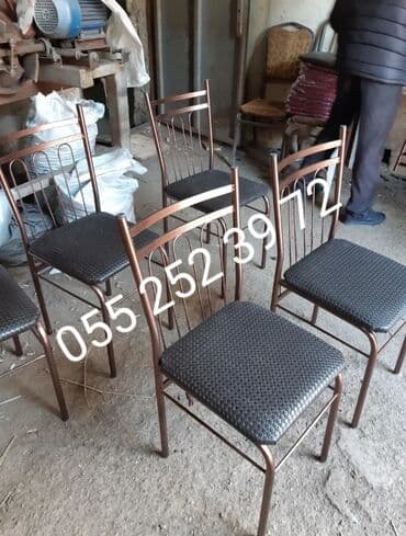 stol stul işlenmiş: Yeni, Dördbucaq masa, 6 stul, Açılmayan, Stullar ilə, Metal, Azərbaycan — 7