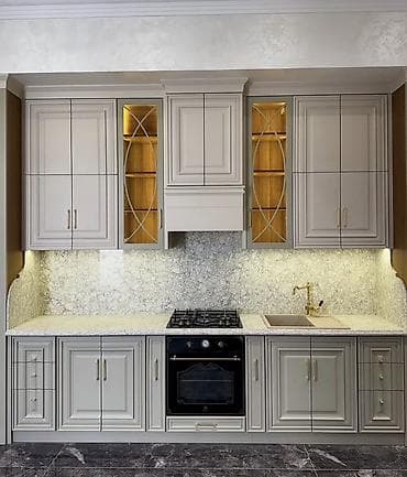 avanqart mebeller: Klassik üslubda tam ölçülü mətbəx mebeli dəsti - Üst və alt şkaf — 2