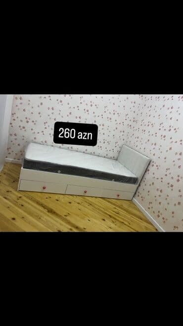 tek carpayı: Təknəfərlik çarpayı, Bazasız, Matras ilə, Siyirməli, Azərbaycan — 2