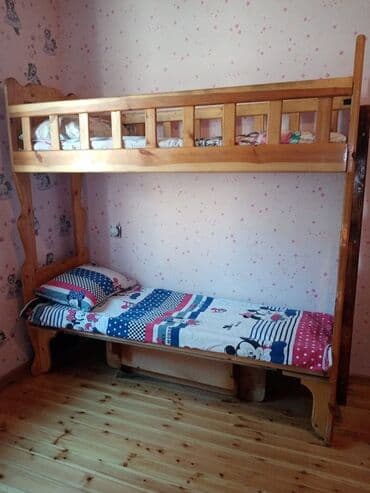двухъярусные кровати в рассрочку: Для девочки и мальчика, Б/у, Кровать, Без матраса, Без выдвижных ящиков, Дерево — 2