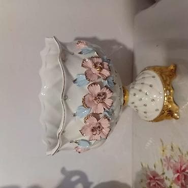 Zərif bəzəkli porselen vaz/meyvə qab - Material: yüksək keyfiyyətli — 1