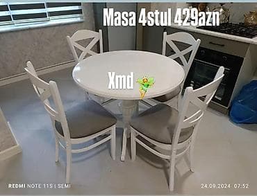 ucuz termo: Mətbəx üçün, Yeni, Yumru masa, 4 stul — 1