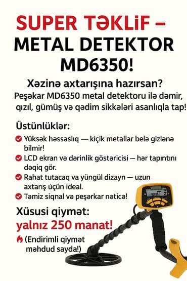qizil axtaran detektor: Metal detektor MD6350 Peşəkar metal axtaran cihaz – dəmir, qızıl — 1
