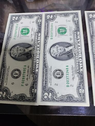 Məhsul: ABŞ 2 dollar banknotları (Jefferson portretli, yaşıl möhürlü)