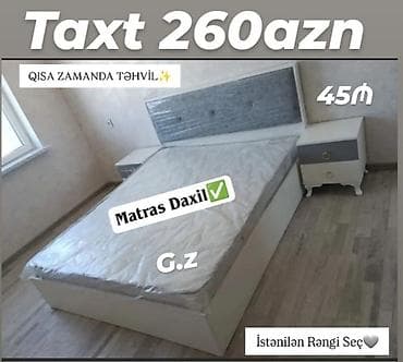 Taxt – 260 AZN - Komplektə matras daxildir - Başlıq hissəsi yumşaq