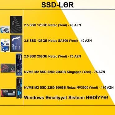 Monitorlar: SSD-lər” ⭐2.5 SSD 128GB Netac (Yeni) - 40 AZN ⭐2.5 SSD 128GB Netac — 8