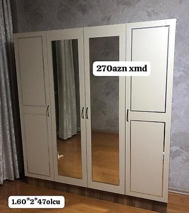 moyka skafi: Dörd qapılı paltar şkafı - Rəng: açıq krem - Ölçü: 1.60 × 2 × 47 sm — 1