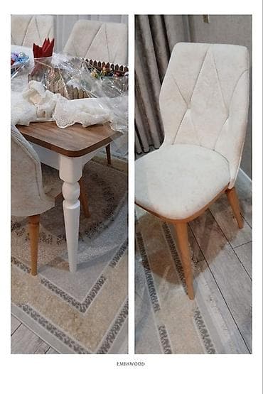 bag evi mebelleri: L🅰️/ Embawood açılan masa dəsti, 6 oturacaqla 790azn ( mağazada dəst — 1