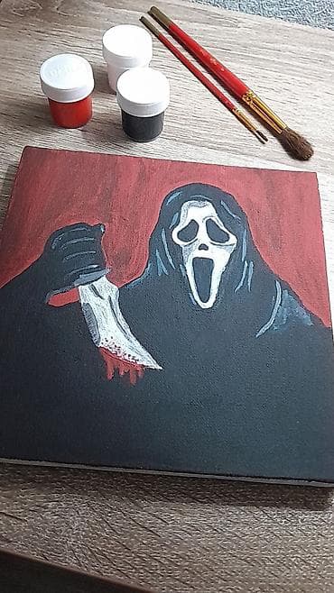 cipsi sekilleri: “Ghostface” mövzulu əl işi tablo - Texnika: akril boyalarla kətan — 1