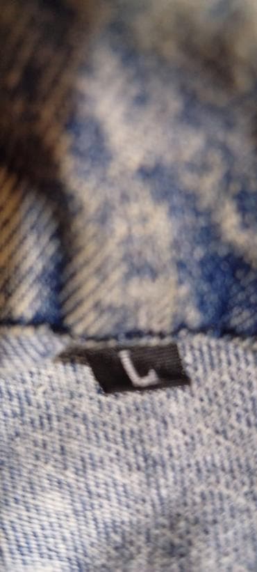 cins jaket: Mavi cins gödəkçə – L ölçü - Klassik denim dizaynı, turş yuyulma — 3