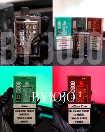 elekdron qəlyan: RoMiO 8000 5% Yağ+batareya ölçümlü Dad çeşidləri: 1.Portağal Vodka — 1