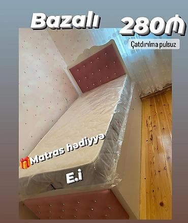 usag maneji: Bazalı tək nəfərlik çarpayı – 280₼ - Altı bazalı saxlanma bölməsi - — 1