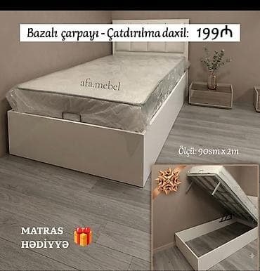 tek termo: Bazalı tək nəfərlik çarpayı - Ölçü: 90 sm x 2 m - Aşağı hissədə geniş — 1