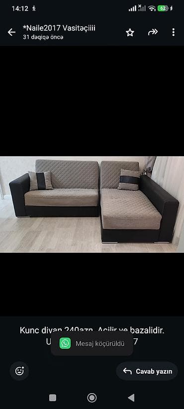 Kunc divan 240azn. Acilir ve bazalidir. Unvan Nerimanov. *N17 — 1