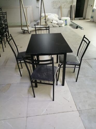 endirimde olan mebeller: Yeni, Dördbucaq masa, 4 stul, Açılan, Stullar ilə, Metal — 7