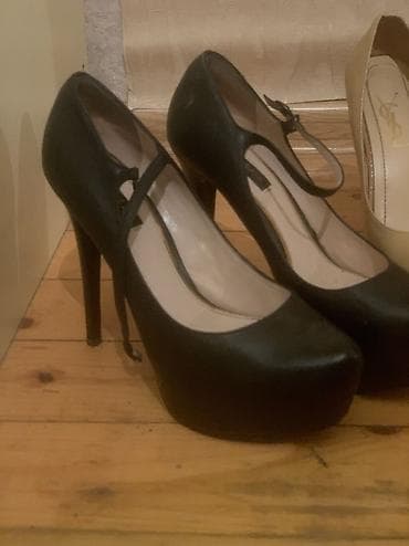 Мужская одежда: Qadın platforma dikdaban ayaqqabılar - Rəng: qara - Model: bağlamalı — 1