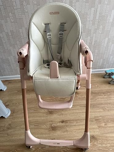 Игрушки: Peg Perego yemək stulu - Rəng: açıq krem oturacaq, pudra-çəhrayı — 4