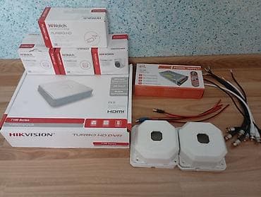 multistar kamera: Hikvision DVR 500 gb yaddaş, 4 ədəd hiwatch kamera ikisi iç ikisi — 1