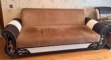 divan mini: İşlənmiş, Divan, 2 kreslo, Bazalı, Açılan — 2
