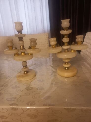 Постельное белье: Oniks şamdan dəsti - 2 ədəd simmetrik şamdan - Material: təbii oniks — 1