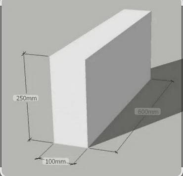 Ağ rəngli tikinti bloku – ölçülər: 600 mm (uzunluq) x 250 mm