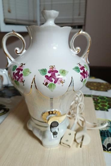 Porşelen elektrikli samovar/çay qızdırıcısı - Material: Ağ parlaq — 3