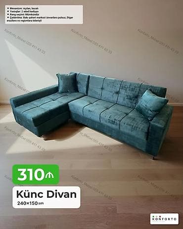 Künc Divan – 240×150 sm - Mexanizm: açılan, bazalı (yataq funksiyası — 1