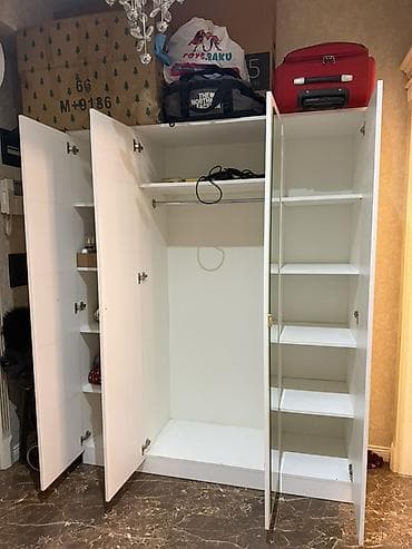 düz dolab: İşlənmiş, 4 qapılı, Güzgülü, Ağ, Digər material, Açılan, Düz dolab — 2