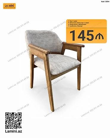 balkon stul: LA MINI taxta karkaslı yumşaq oturacaqlı stul - Model kodu: 13004 - — 1