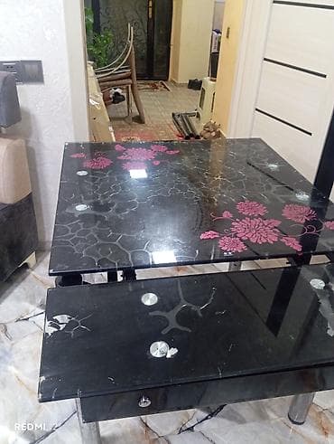 Mətbəx masası, Transformer, Şüşə, Kvadrat masa