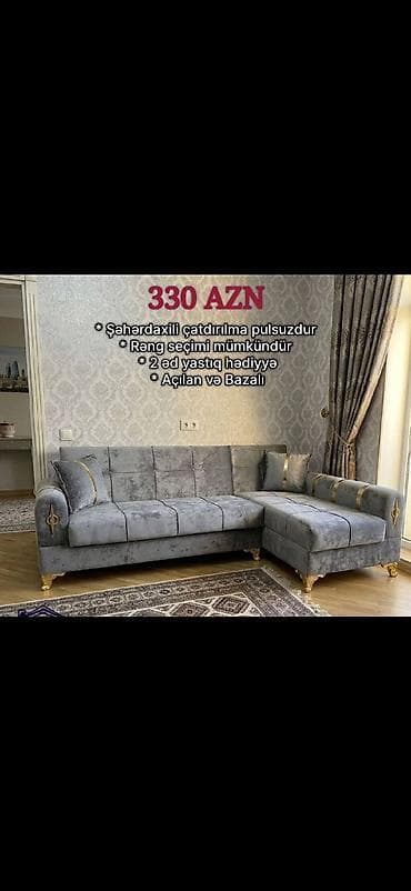 Künc divan dəsti – funksional və komfortlu Xüsusiyyətlər: - L formalı