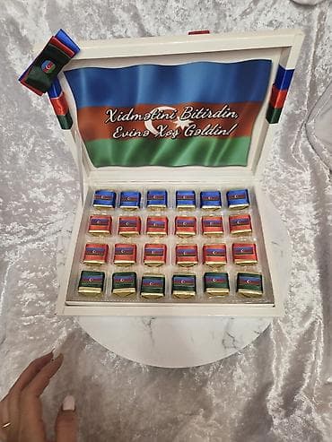 hediyyelik: Vətənpərvərlik mövzusunda hədiyyə seti - Şokolad tortu-kompozisiyası — 2