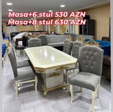 işlənmiş stol stul dəsti sumqayit: Qonaq otağı üçün, Yeni, Açılmayan, Dördbucaq masa, 6 stul — 1