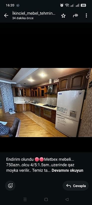 Endirim olundu 🔴🔴Metbex mebeli. 750azn. olcu 4/5:1.5sm. uzerinde qaz